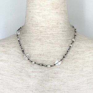 Silpada Sterling Silver 925 Freshwater Pearl Crystal Quartz Beaded Necklace 18"